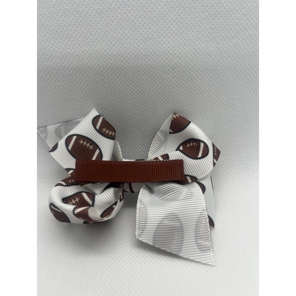 Handmade 3‎ Inch Football Hair Bow With Alligator Clip.m Accessories Poneytail - Picture 3 of 3